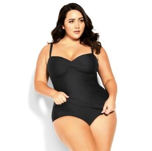 City Chic Women's Plus Size Lily Underwire 1 Piece Swimsuit - Black (Unbelted)